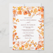 Chic Herfst najaar oranje waterverf bruiloft met f Kaart (Voorkant)