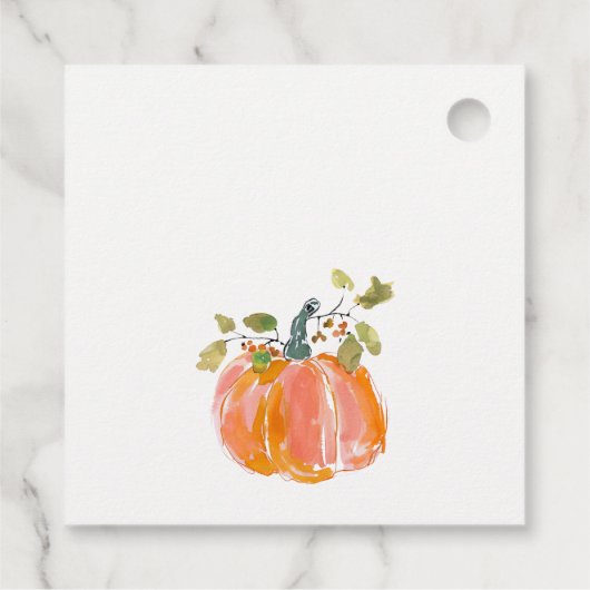 Chic Herfst Oogst Pompoen Waterverf bruiloft Bedankjes Labels (Achterkant)