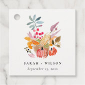 Chic Herfst Oogst Pompoen Waterverf bruiloft Bedankjes Labels (Voorkant)