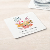 Chic Herfst Oogst Pompoen Waterverf bruiloft Kartonnen Onderzetters (Schuin)