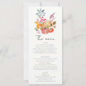 Chic Herfst Oogst Pompoen Wedding Menu Kaart (Voorkant)