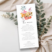 Chic Herfst Oogst Pompoen Wedding Menu Kaart