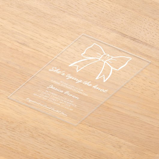 Chic het binden van de knoop Hand getrokken boog V Acryl Uitnodigingen (Laagn)