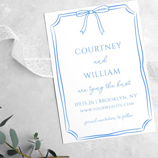 Chic het binden van de Knot Hand-Drawn Bow Whimsic Save The Date
