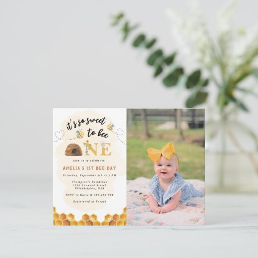 Chic Het is zo lief om één eerste verjaardag Foto  Kaart (Staand voorkant)