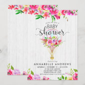 Chic Hete Luchtballon Baby Girl Douche Uitnodiging (Voorkant / Achterkant)