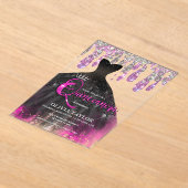 Chic hete roze zwarte kristal druppels Quinceanera Acryl Uitnodigingen (Laagn)