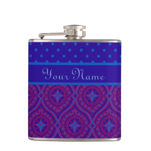 Chic heupfles om te personaliseren: Paars en Blauw (Voorkant)