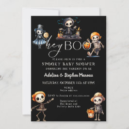 Chic Hey Boo Halloween Spooky Kostuum Baby shower Kaart