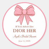 Chic High End Parfum Theme Pink Bow Party Favoriet Ronde Sticker (Voorkant)