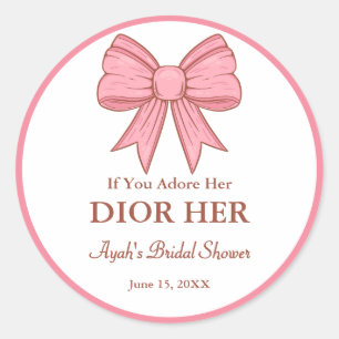 Chic High End Parfum Theme Pink Bow Party Favoriet Ronde Sticker