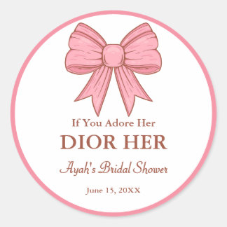 Chic High End Parfum Theme Pink Bow Party Favoriet Ronde Sticker