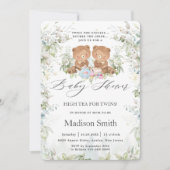 Chic High Tea Party Twins Baby shower Teddy Bears Kaart (Voorkant)