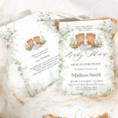 Chic High Tea Party Twins Baby shower Teddy Bears Kaart