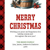 Chic highland cow card pine branches and holly feestdagenkaart