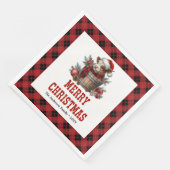Chic highland cow red black plaid festive napkins servet (Hoek)