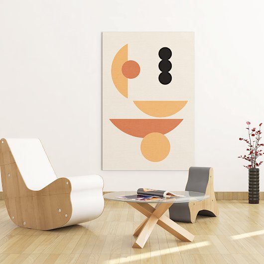 Chic Hip Abstract Red Sun Black Moon Fusion Art Canvas Afdruk