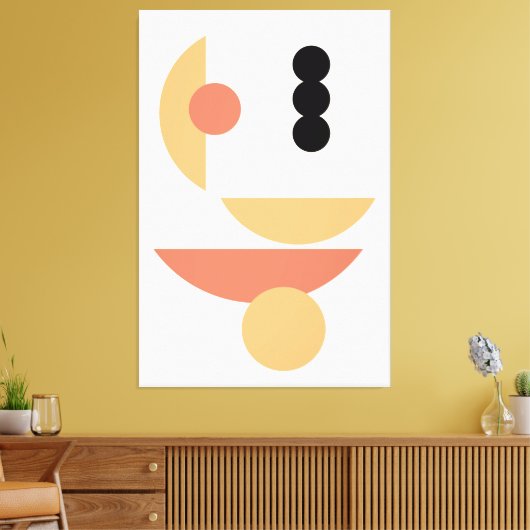 Chic Hip Abstract Red Sun Black Moon Fusion Art Canvas Afdruk (Insitu (Woonkamer))