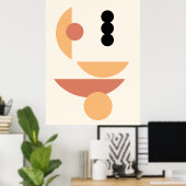 Chic Hip Abstract Red Sun Black Moon Fusion Art Poster (Thuiskantoor)