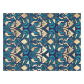 Chic Hipster Gold Emerald Blue Tribal Artsy Damask Tafelkleed (Voorkant (Horizontaal))