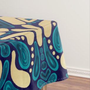 Chic Hipster Gold Emerald Blue Tribal Artsy Damask Tafelkleed