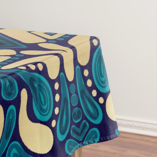 Chic Hipster Gold Emerald Blue Tribal Artsy Damask Tafelkleed (Voorbeeld)