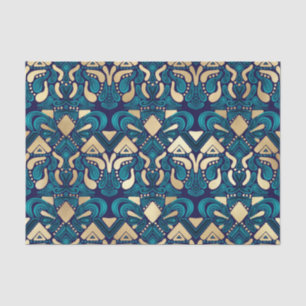 Chic Hipster Gold Emerald Blue Tribal Artsy Damask Tissuepapier