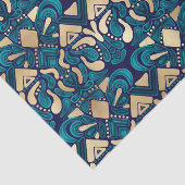 Chic Hipster Gold Emerald Blue Tribal Artsy Damask Tissuepapier (Detail)