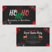 Chic HO Grey Red Black Snowflakes kerstkerstkerstk Informatiekaartje (Voorkant / Achterkant)