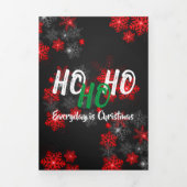 Chic Ho Red Burgundy Snowflakes Kerstnieuwjaar Drieluik Uitnodiging (Cover)