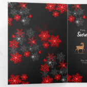 Chic Ho Red Burgundy Snowflakes Kerstnieuwjaar Drieluik Uitnodiging (Binnenzijde eerst)