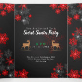 Chic Ho Red Burgundy Snowflakes Kerstnieuwjaar Drieluik Uitnodiging (Binnenkant midden)