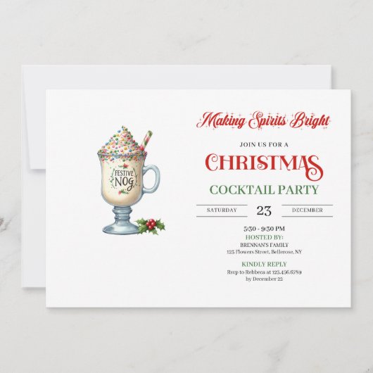 Chic Holiday Cocktails Party modern festive card Kaart (Voorkant)