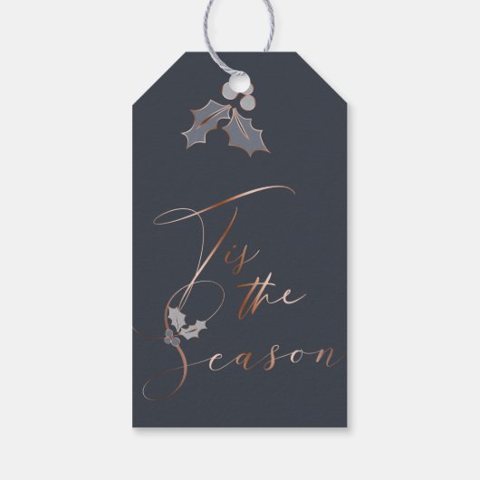 Chic Holiday Dit is het seizoen Dusty Blue Copper Cadeaulabel (Achterkant)