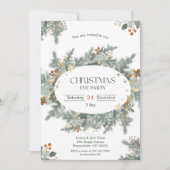 Chic Holiday Greenery Kerstavond Party Kaart (Voorkant)