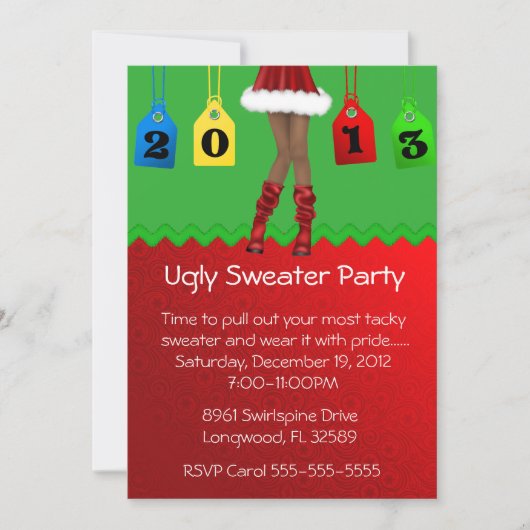 Chic Holiday/Kerstfeest Ugly Sweater Party Kaart (Voorkant)