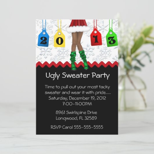 Chic Holiday/Kerstfeest Ugly Sweater Party Kaart (Staand voorkant)