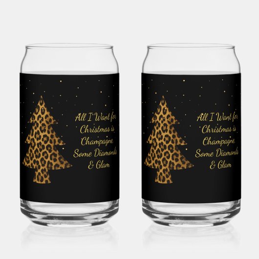 Chic Holiday Leopard Tree Design Blikvorm Glas (Voorkant)