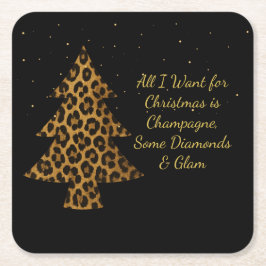 Chic Holiday Leopard Tree Design Kartonnen Onderzetters
