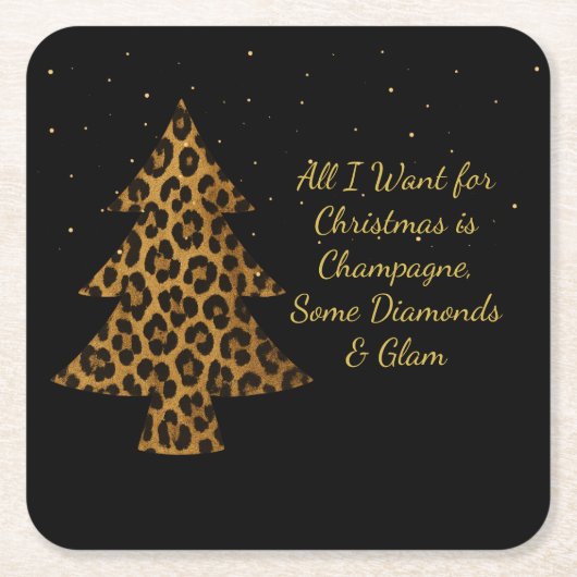 Chic Holiday Leopard Tree Design Kartonnen Onderzetters (Voorkant)