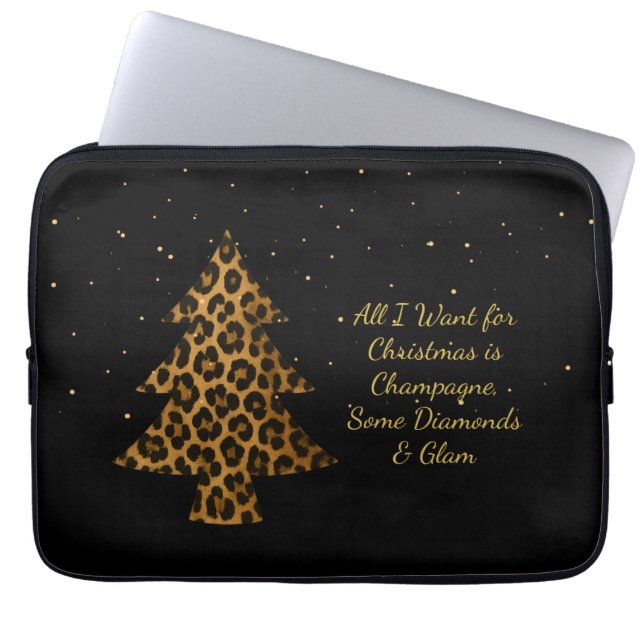Chic Holiday Leopard Tree Design Laptop Sleeve (Voorkant)