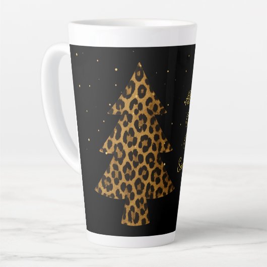 Chic Holiday Leopard Tree Design Latte Mok (Linkerhoek)