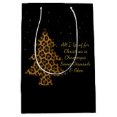 Chic Holiday Leopard Tree Design Medium Cadeauzakje (Voorkant)