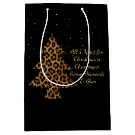 Chic Holiday Leopard Tree Design Medium Cadeauzakje