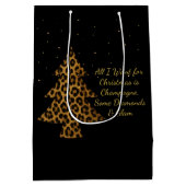 Chic Holiday Leopard Tree Design Medium Cadeauzakje (Achterkant)