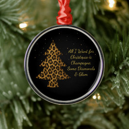 Chic Holiday Leopard Tree Design Metalen Ornament