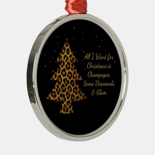 Chic Holiday Leopard Tree Design Metalen Ornament (Rechts)