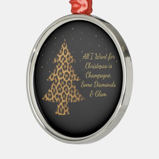 Chic Holiday Leopard Tree Design Metalen Ornament (Links)