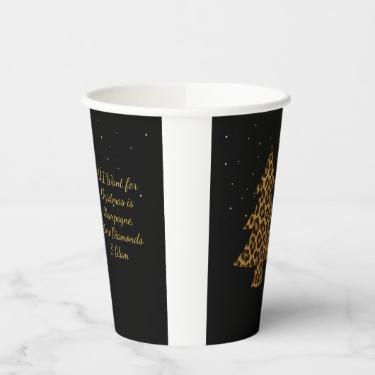 Chic Holiday Leopard Tree Design Papieren Bekers (Links)