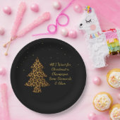 Chic Holiday Leopard Tree Design Papieren Bordje (Feest)